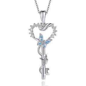 Butterfly Key S925 Sterling Silver Cool Necklace